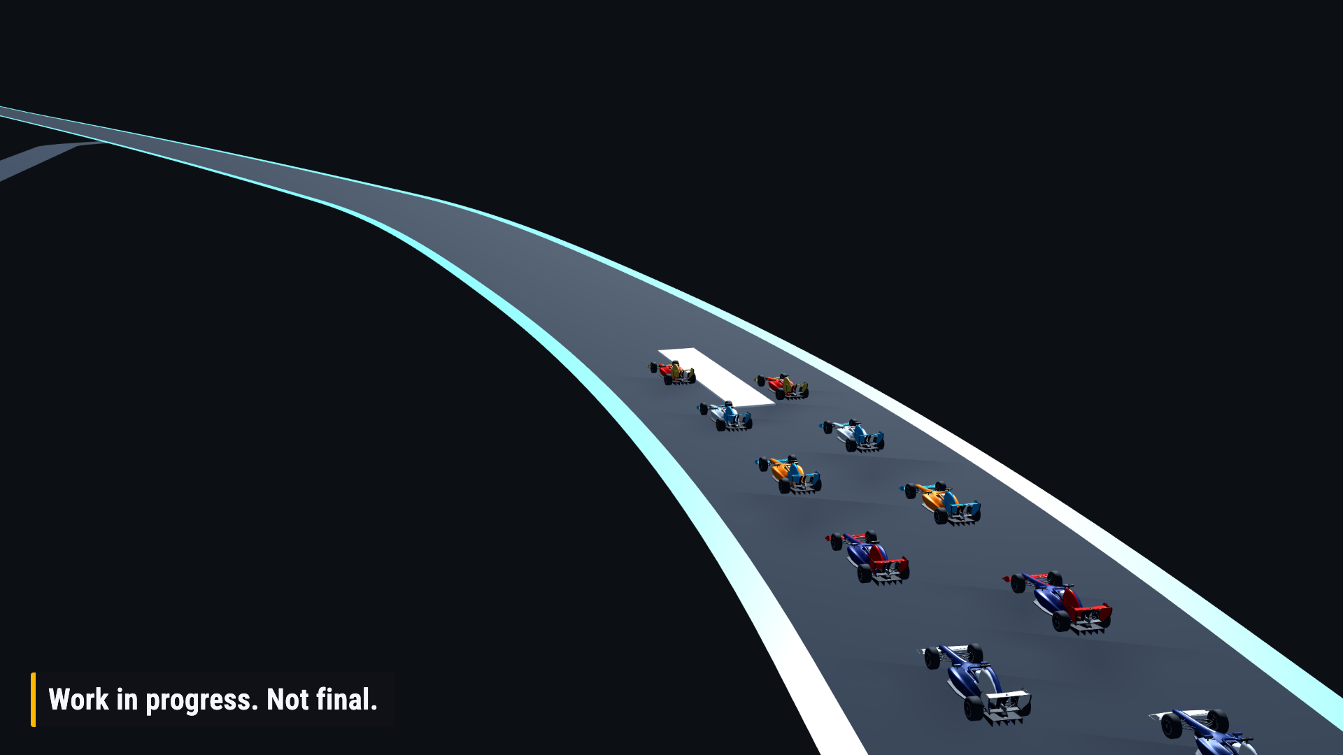 The whole field lined up on the grid, waiting for the start. Work in progress, not final.